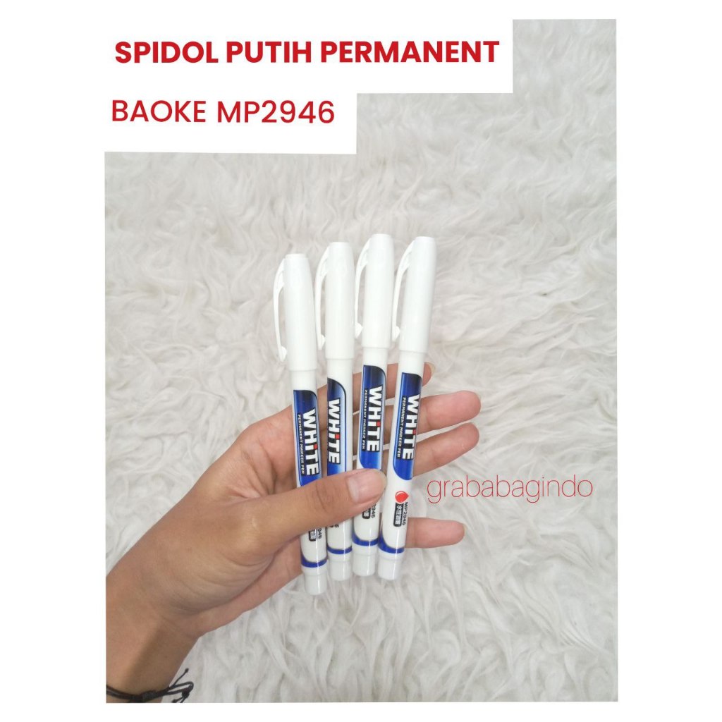

SPIDOL PUTIH PERMANEN / BAOKE MP2946 WHITE PERMANENT MARKER / PENA PUTIH