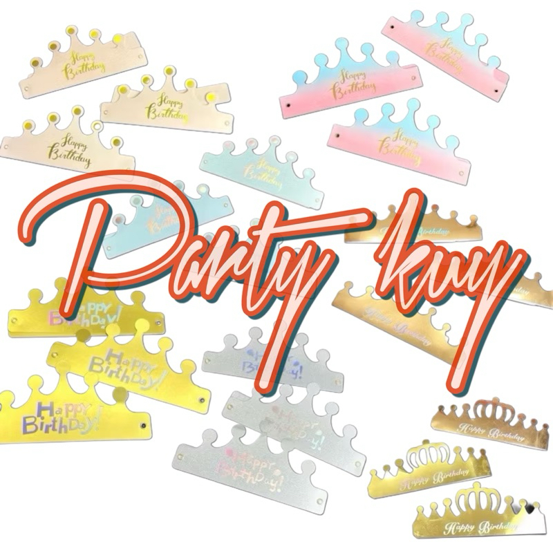 Mahkota crown king party ulang tahun kertas premium tulisan happu birthday mahkota kertas topi ulang
