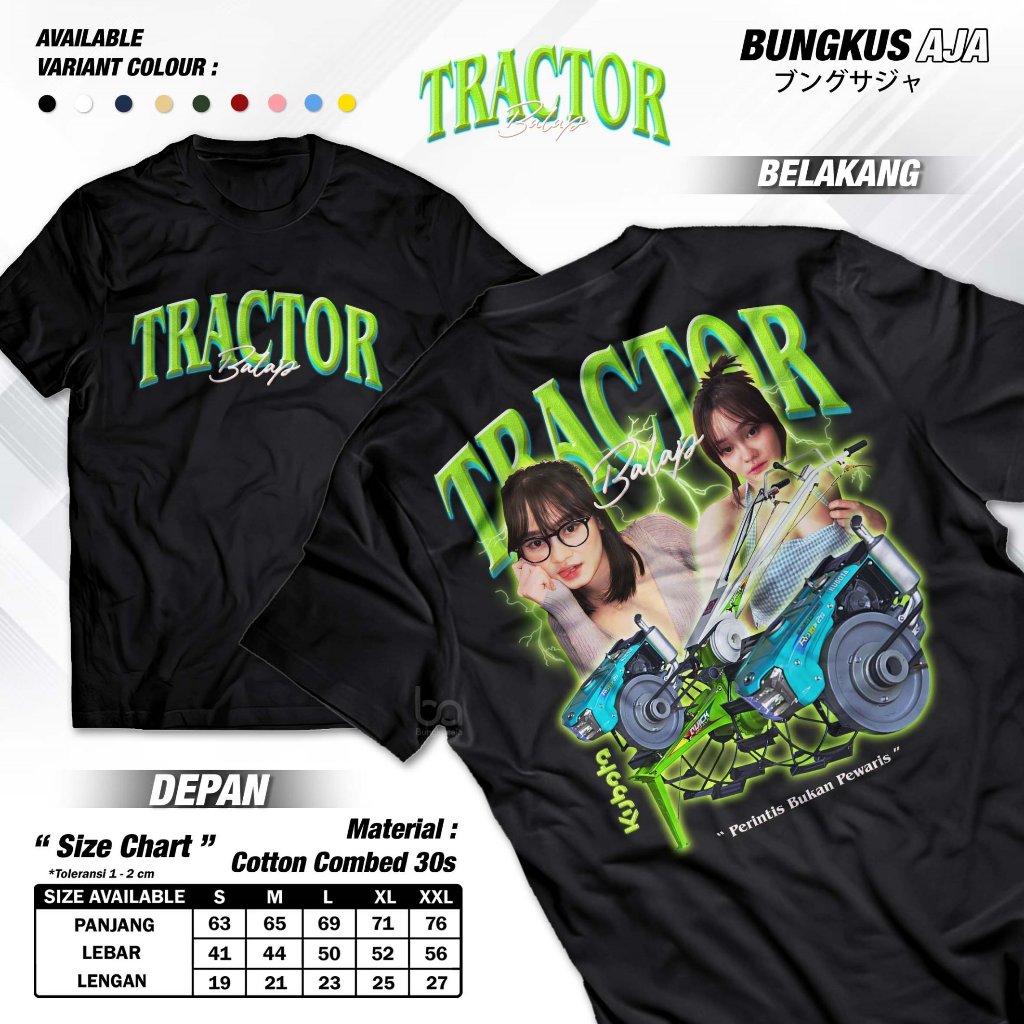 Baju Kaos Traktor Sawah I Kaos Sawah Petani Muda I  Kaos Traktor Mania I Kaos Traktor Balap I Kaos K