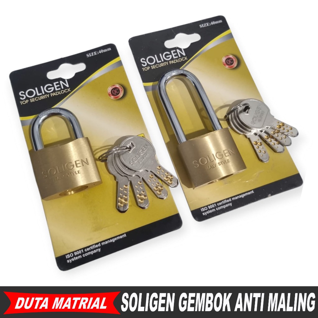 Soligen Gembok Pagar 40MM Anti Karat Maling Pager Besar Leher Panjang Pendek Pintu Rumah Gerbang