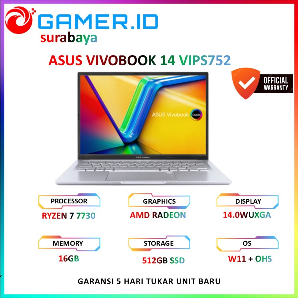 LAPTOP ASUS VIVOBOOK 14 M1405YA RYZEN 7 7730 - 16GB 512GB 14.0WUXGA
