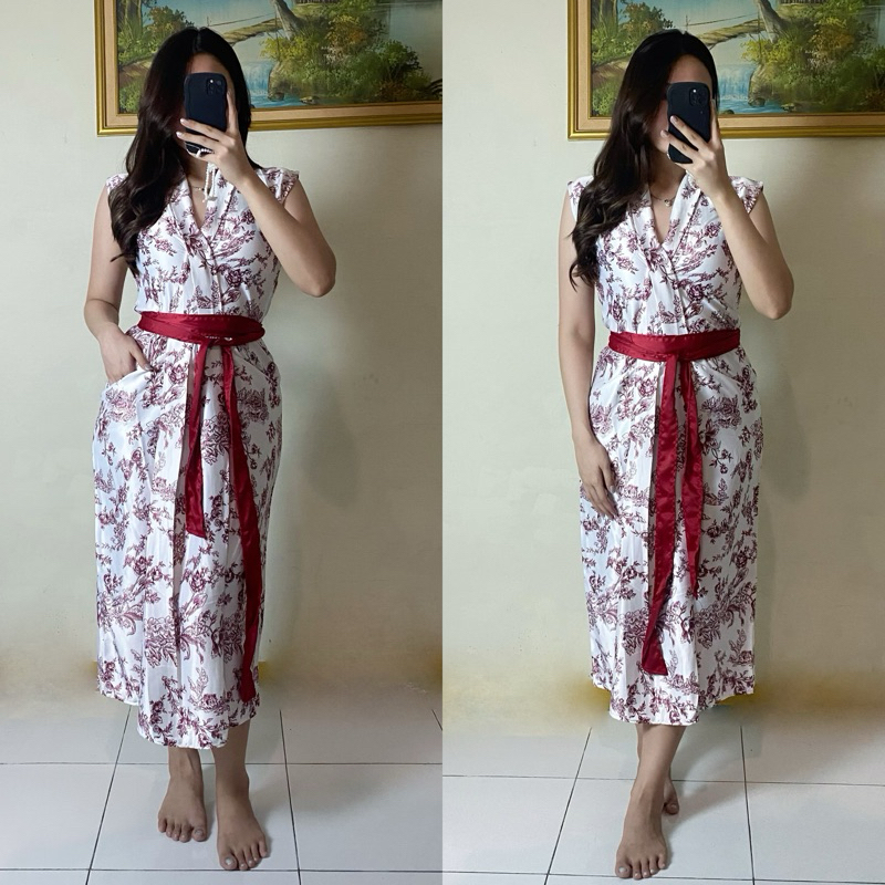 Rui Dress | Dress Wanita | Dress Midi | Dress Satin | Dress Maxi | Cheongsam Dress Imlek Cny Sincia 