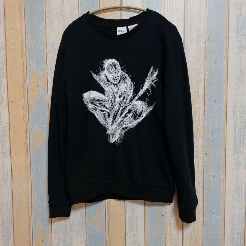PRELOVED Sweater hitam Baju Pria Limited Edition Zara X Marvel Spiderman casual remaja