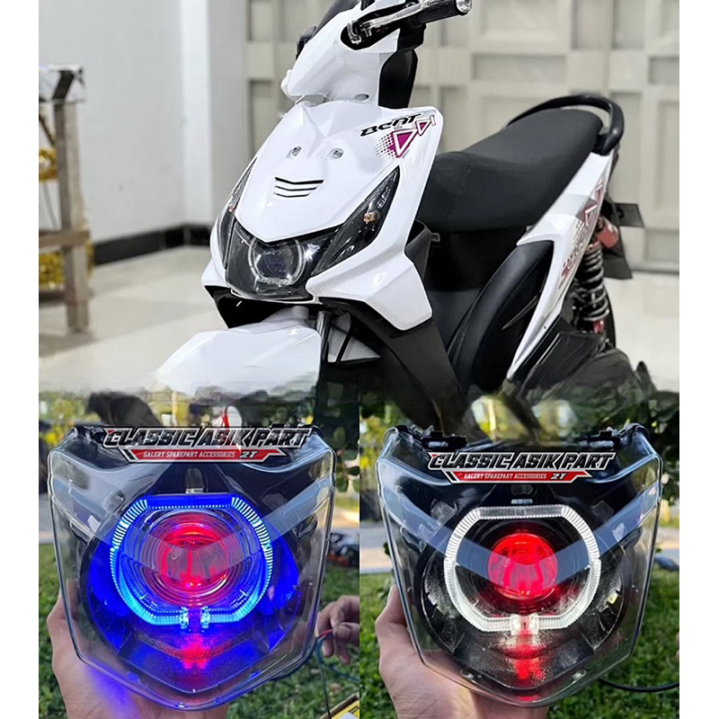 LAMPU DEPAN BEAT KARBU CUSTOM BILED LED SUPER TERANG BILED BEAT KARBU LAMA