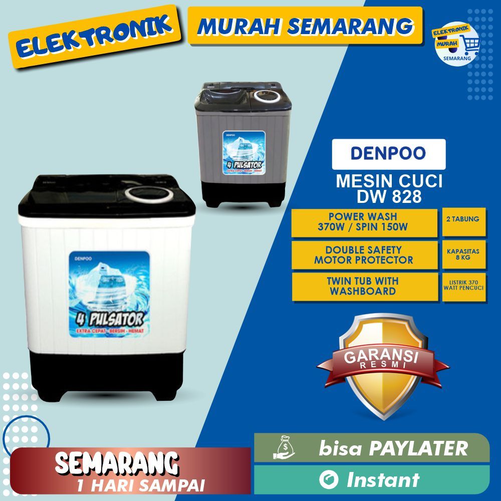 Denpoo Mesin Cuci 2 Tabung 8kg DW 828 / DW-828 / DW828