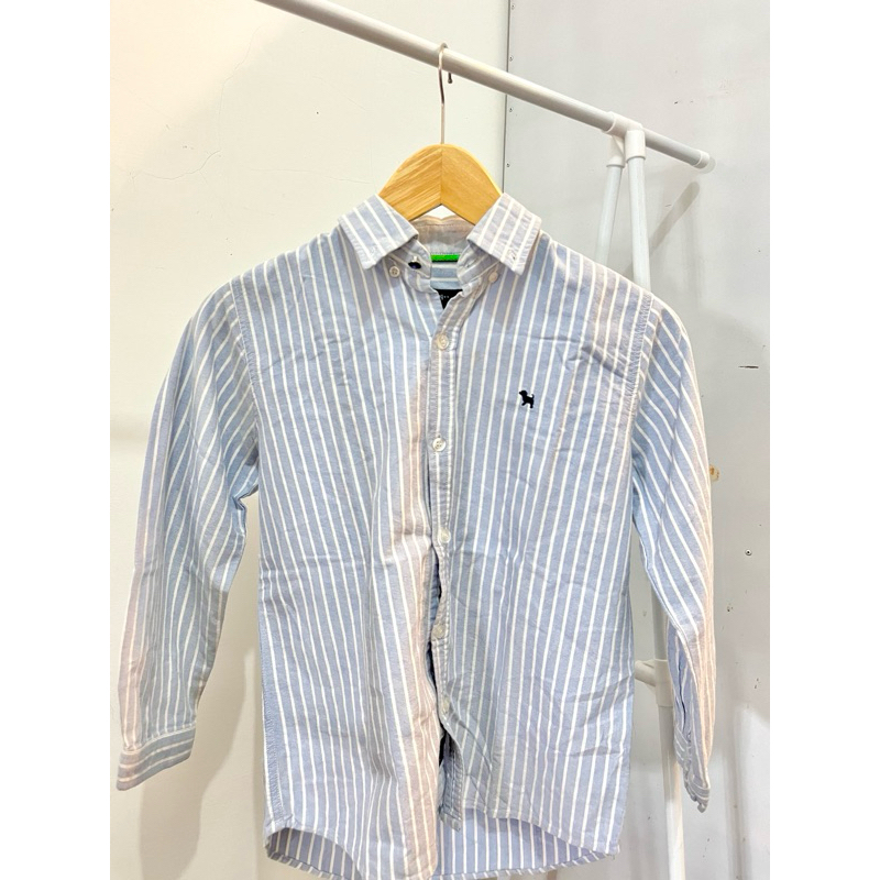 Kemeja Garis-Garis Lengan Panjang Polo Shirt