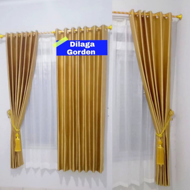 Gorden Blackout Import Tebal Motif Serat Dope Glossy Gold