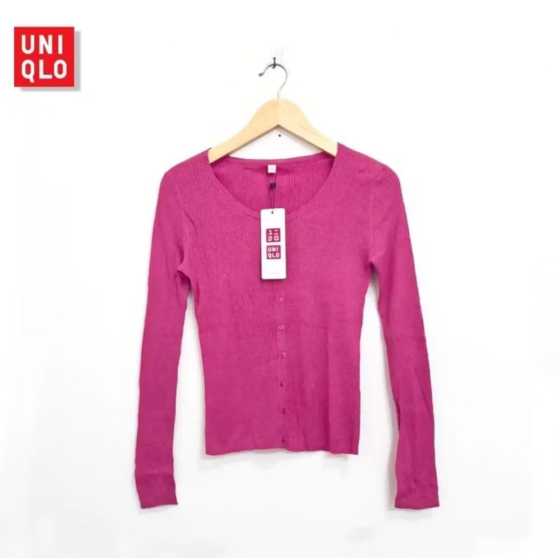 Cardigan Uniqlo Pink Fuchia