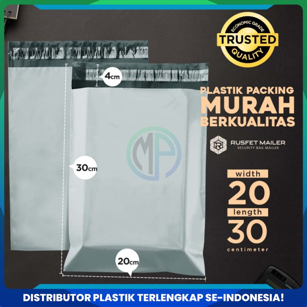 

Amplop Plastik Polymailer Gray 20cm x 30cm Abu-Abu LOW COST Plastic Packing Polos Online shop Rusfet