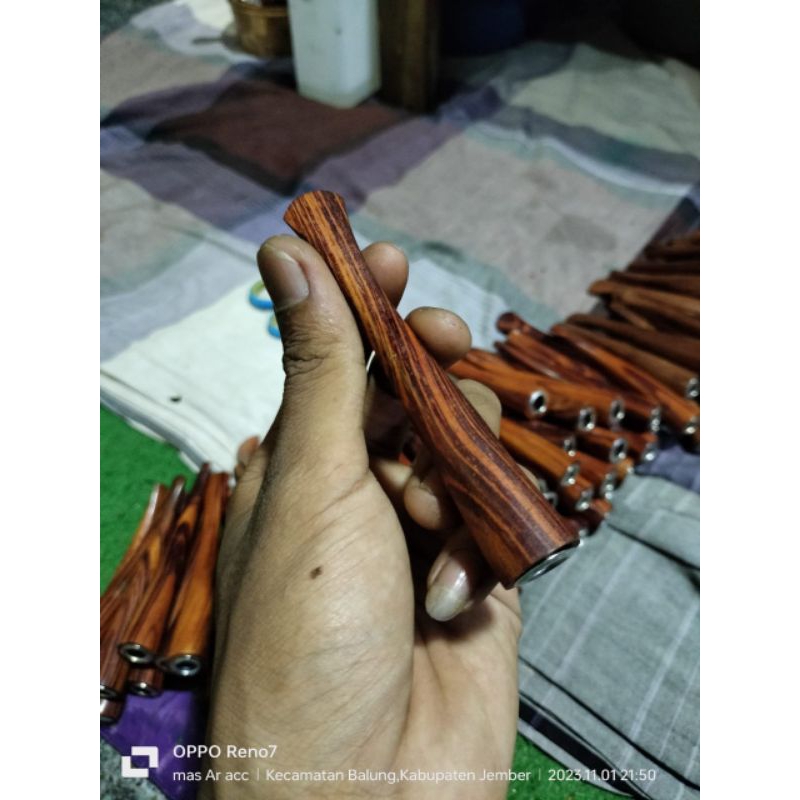 once/cangklong gaharu zebra merah motif serat ulir non aroma p. 12 cm lubang multifungsi