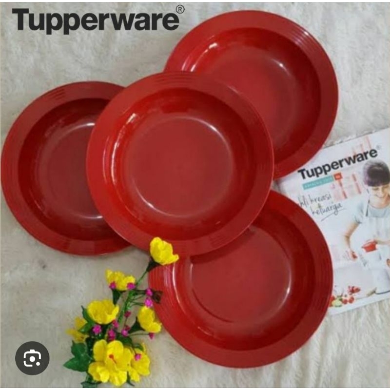 Large deep plate merah/ungu muda ori ( 4 pc)