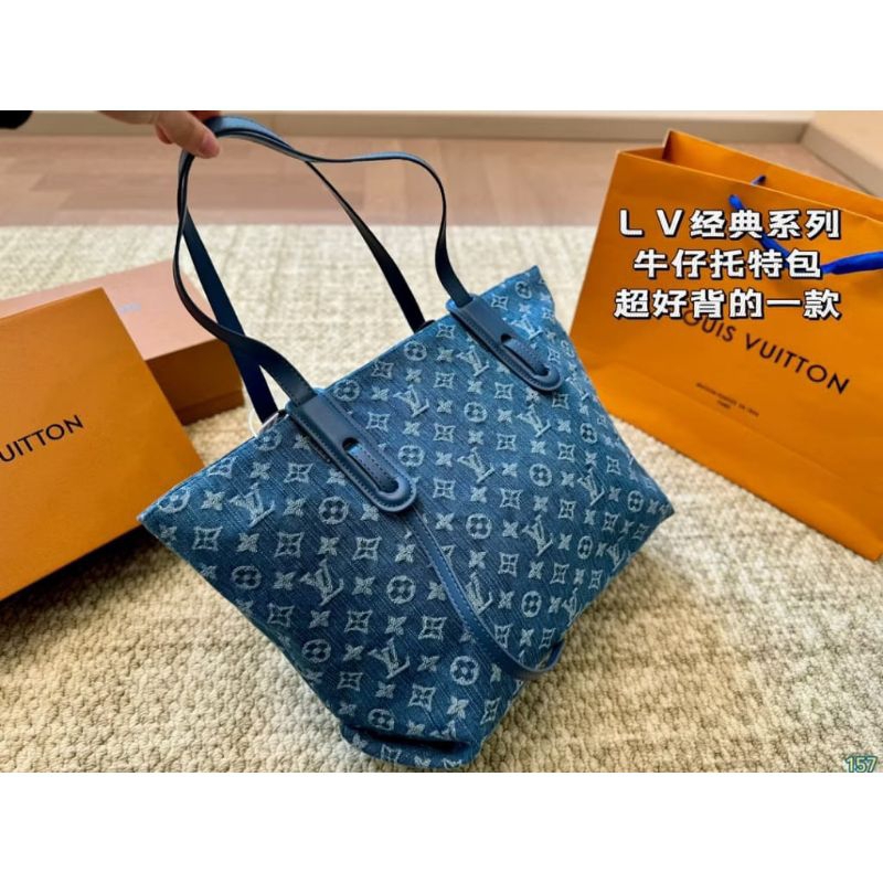 Original 2025 LV Classic Series Denim Tote Bag Fashionable Bag