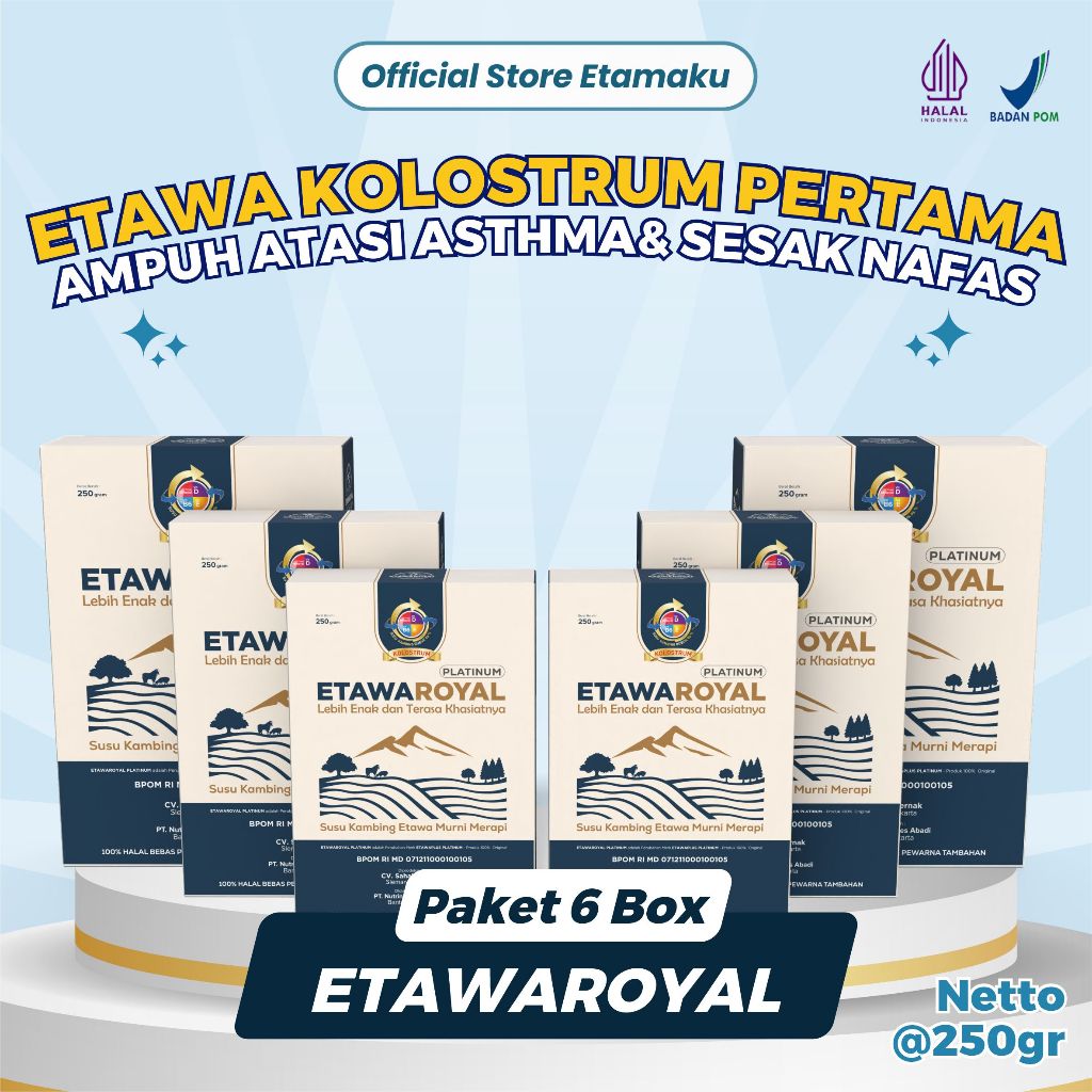 

Etawaroyal perubahan Etawaplus Platinum Paket 6 Box – Susu Kambing Etawa Tingkatkan Kepadatan & Kesehatan Tulang Sendi Susu Anti Asam Urat Rematik Reumatik Nyeri Sendi 250gr