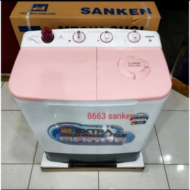 MESIN CUCI SANKEN 2 TABUNG 9KG TW 9110 PK/8KG TW 8663 PK LOW WATT