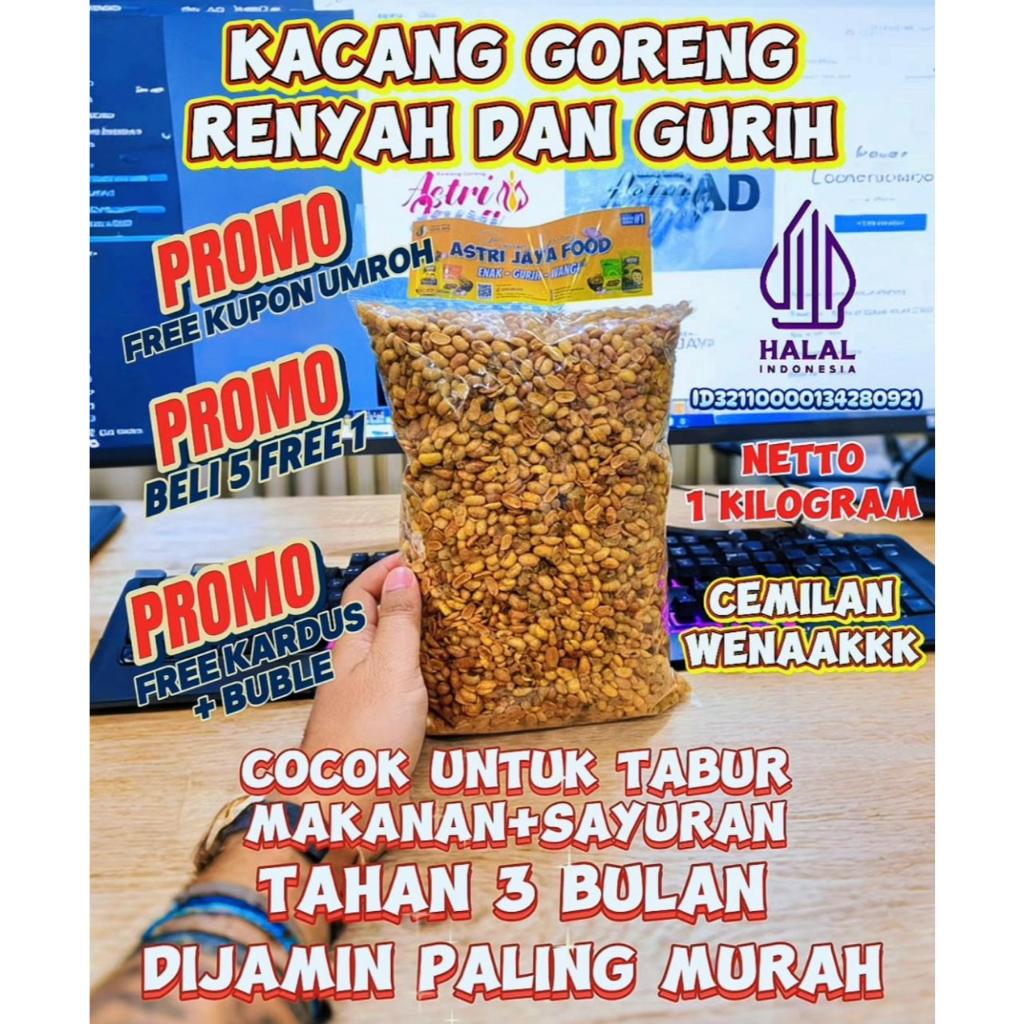

KACANG KEDELAI GORENG ORIGINAL 1 KILOGRAM FREE KUPON UNDIAN UMROH