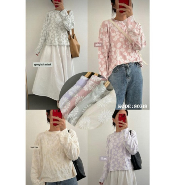 Kaos Lengan Panjang Motif Bunga
