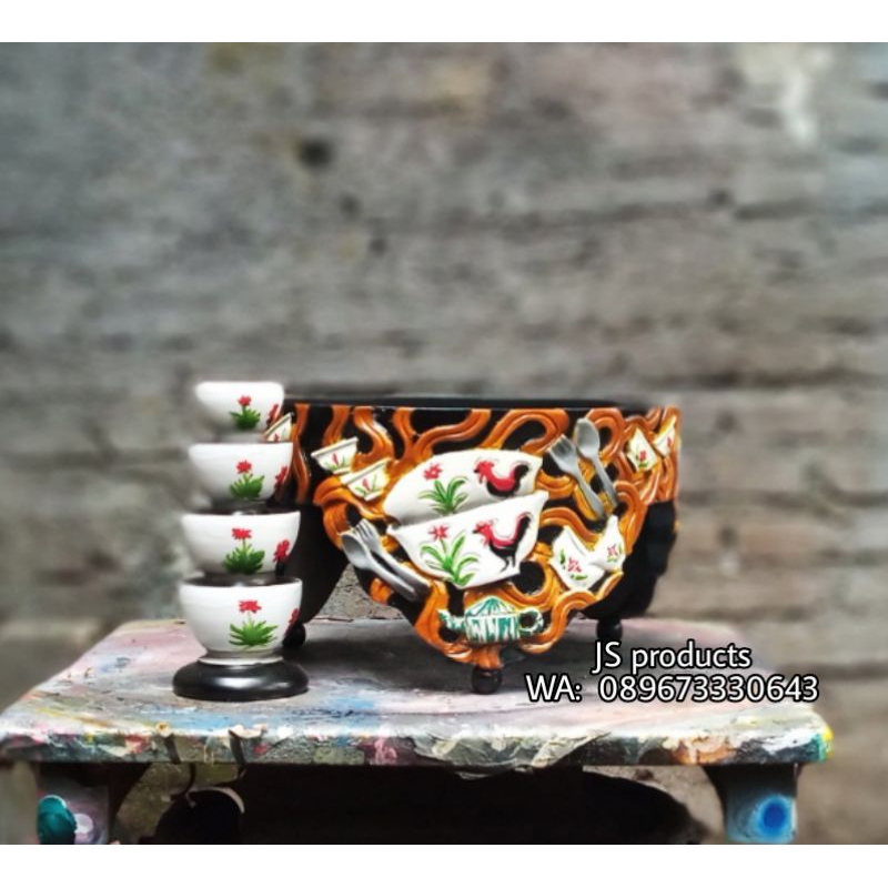 Tebok pleci ukir mangkok mie ayam