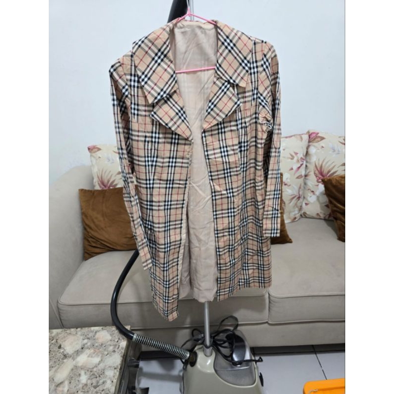 Blazer Coklat Motif Kotak New Size M