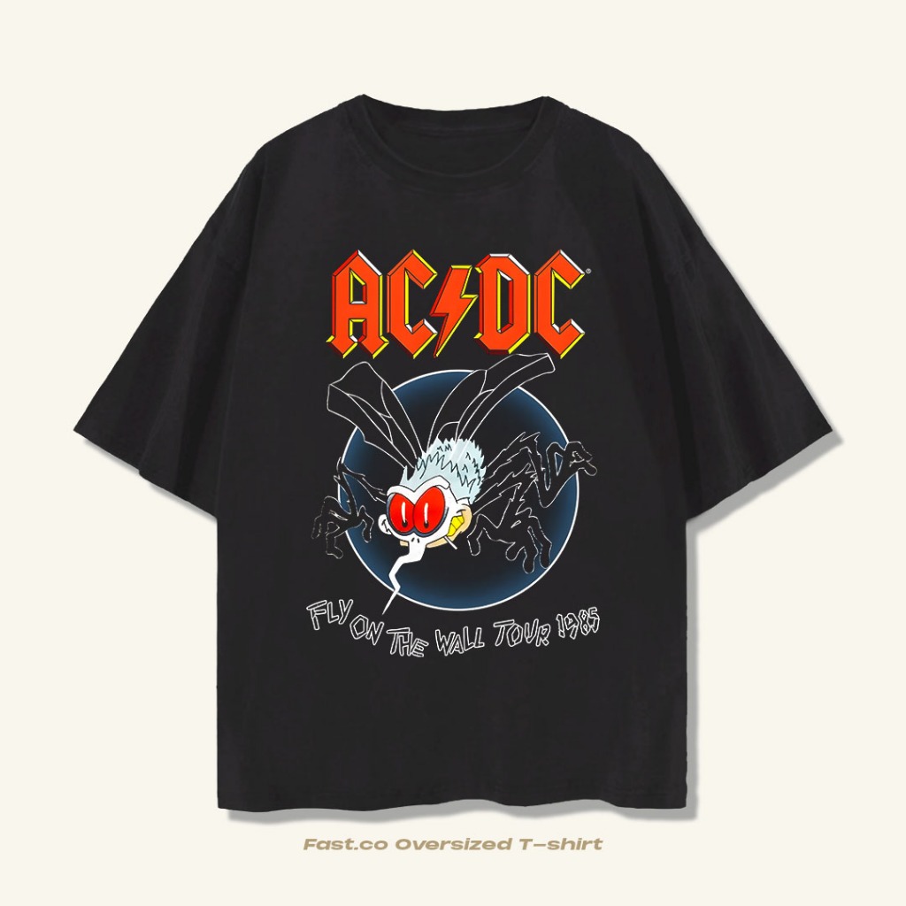 Ready Stock - Tshirt ACDC Fly On The Wall Oversize Vintage Supersoft Cotton