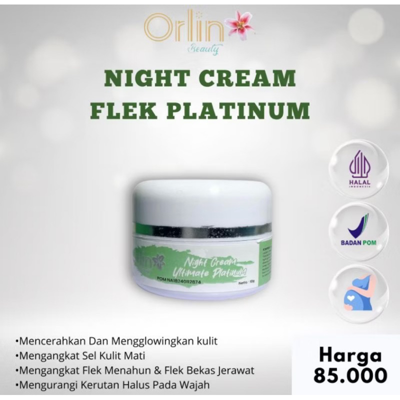 Night Cream Flek Platinum orlin Beautyskincare(original)