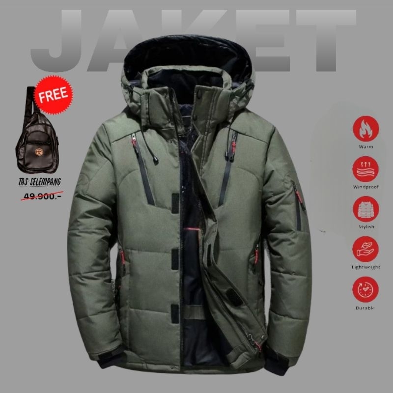 Jaket  Anti Air Pria Wanita Tebal  Waterproof Windproof Winter Puffer  Musim Dingin  Gunung Pendaki