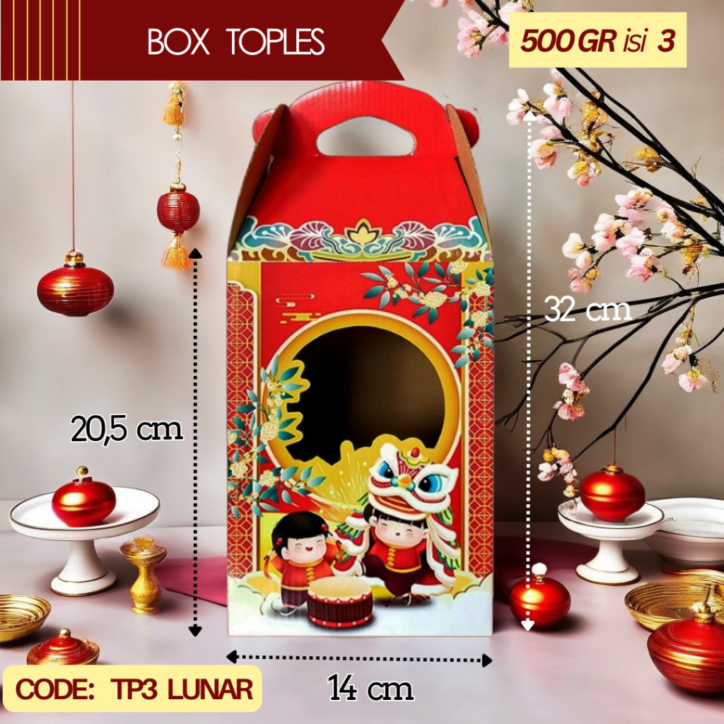 

Box Packaging Imlek / Dus Hampers 3 Toples 500gr CNY TP3