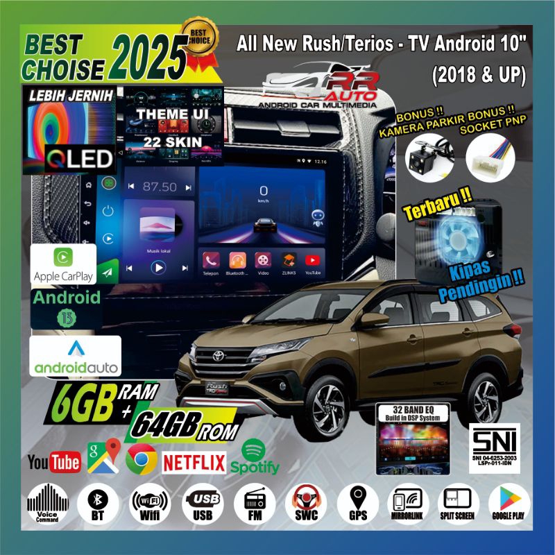 All New Rush terios 2018-2023 | 6gb+64gb Tape TV Mobil,Headunit Android OS 13,Apple Carplay,AndroidA