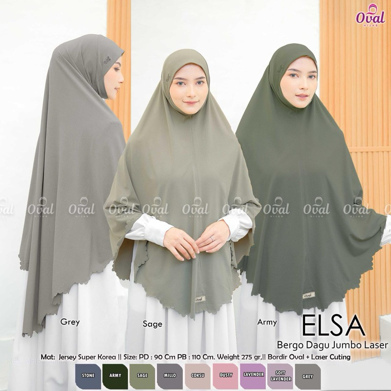 Khimar Bergo Dagu Jumbo Laser Jersey by OVAL ELSA