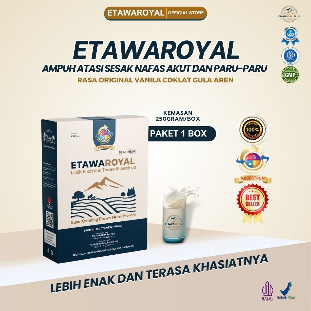 

ETAWAROYAL Platinum Perubahan Merk Etawaplus Platinum Asli - Susu Kambing Etawa Untuk Pernafasan Nyeri Dada dan Terapi Susu Etawa - Kemasan 250gr Paket 1 Box