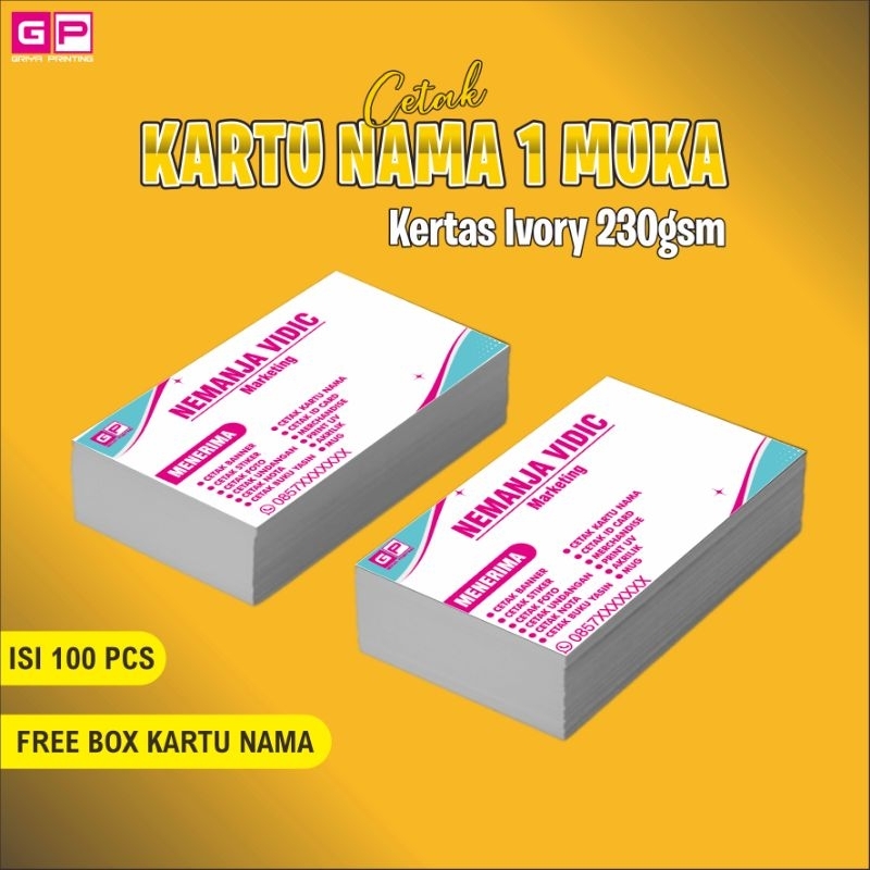 

Cetak Kartu Nama | Isi 100 | Kertas Ivory 230gsm