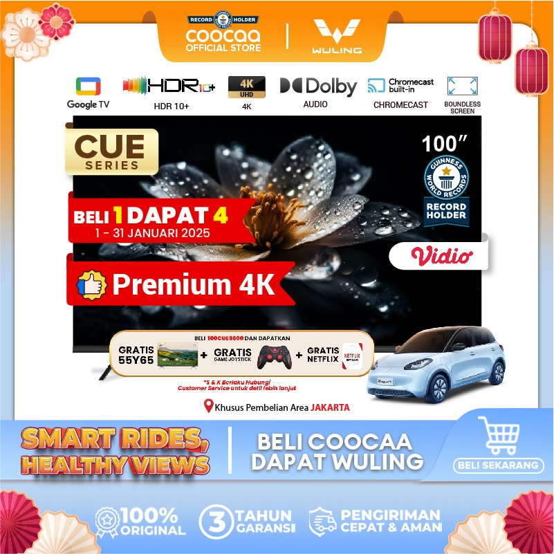 [NEW] [Google TV] COOCAA TV 100 inch - QLED- Smart TV - Digital TV - Netflix & Youtube - Google Assi