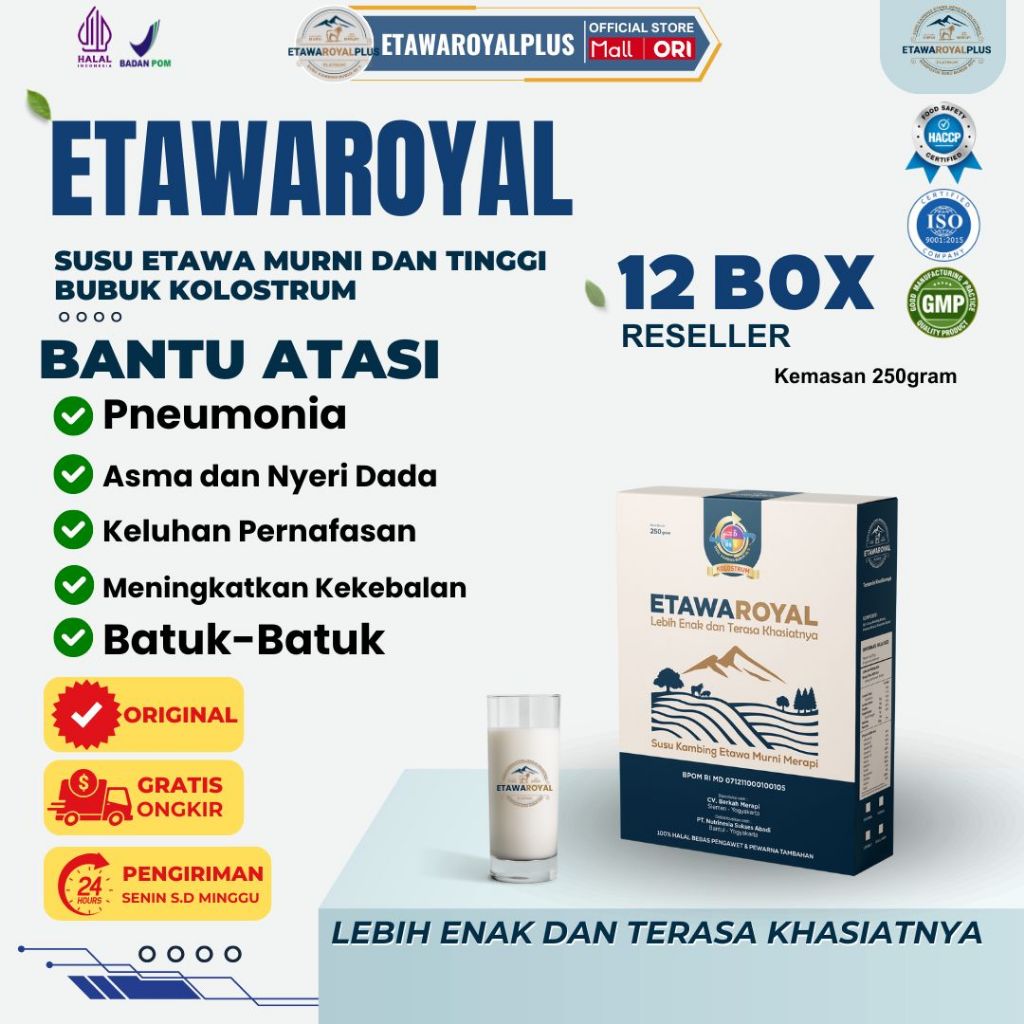 

ETAWAROYAL Platinum - Kolostrum Susu Kambing Etawa - premium untuk therapi pernafasan kemasan 250gram
