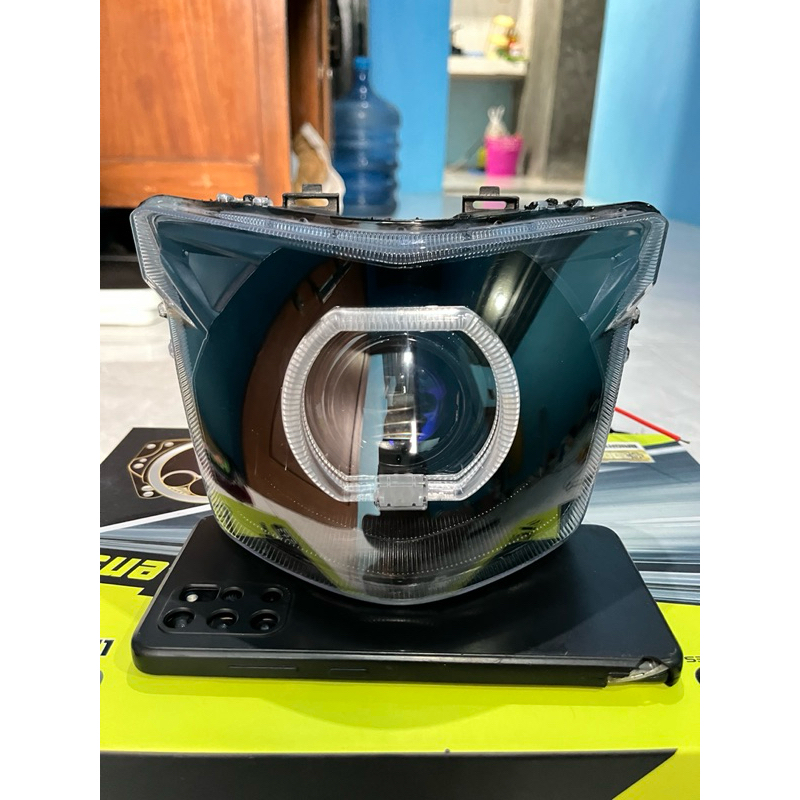 Lampu Depan Jupiter MX king V1 Set Biled Matrix Reflektor MX king V1 Plus RGB Relay Tinggal Pasang