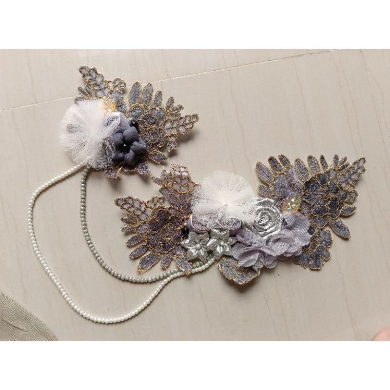 Headpiece hijab, bros hijab pengantin, Prelove Headpiece