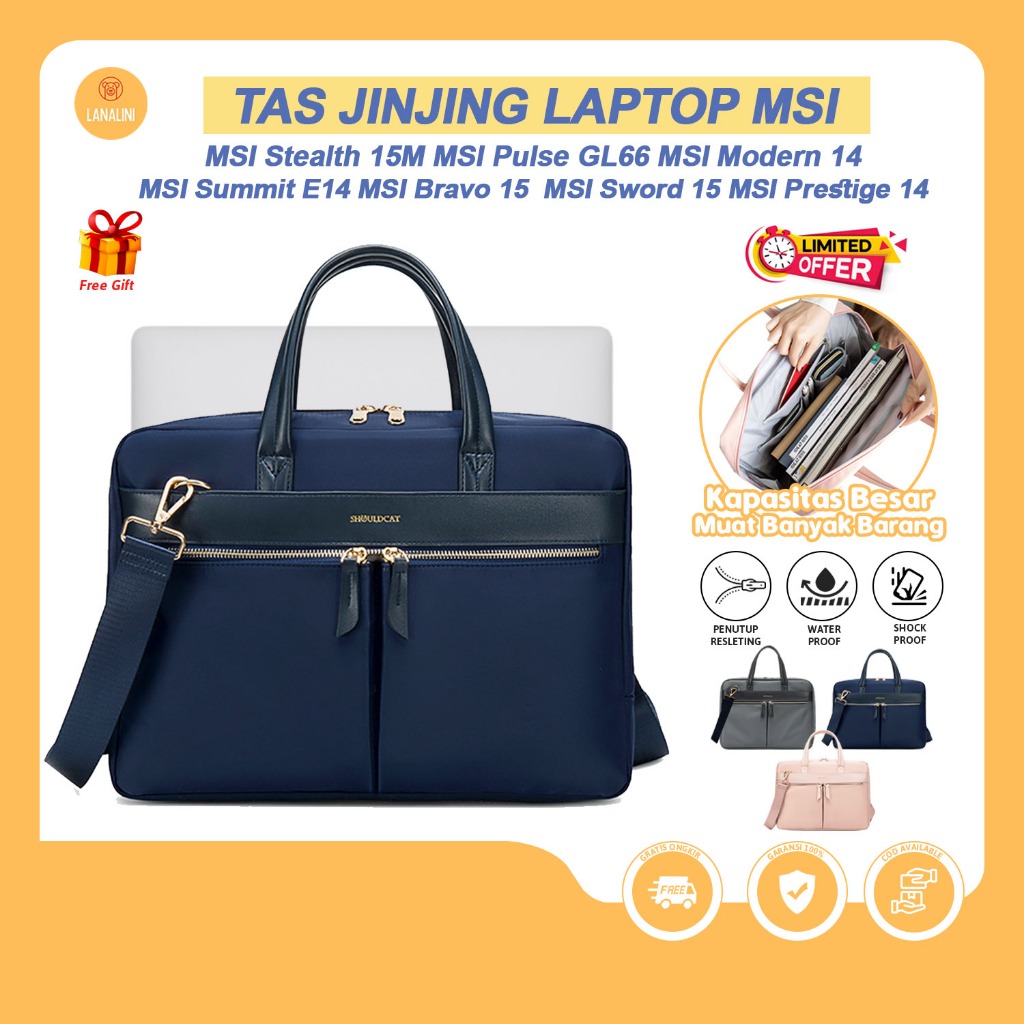 Tas Laptop Jinjing MSI Pulse GL66 MSI Modern Summit E14 Bravo Sword Prestige 14 15 15.6 inch Tas Bah