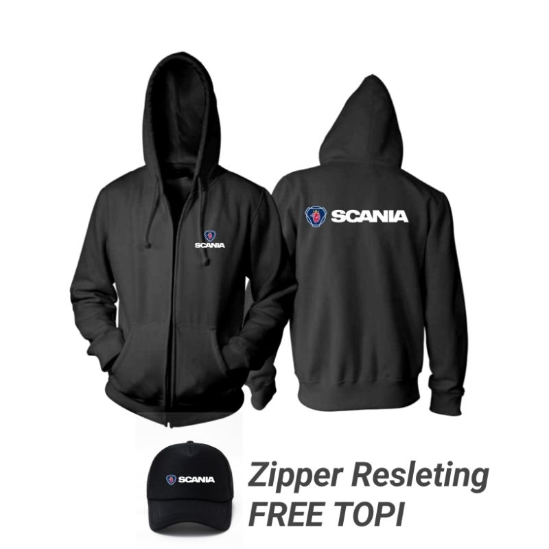 Jaket Scania - Jaket Zipper resleting Scania free topi
