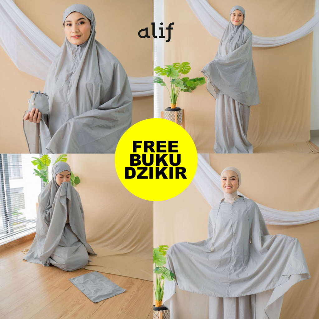 Alif Modern Wear - Mukena Mini Parasut Premium Korea Travel Instan Pouch - Pavor Blue