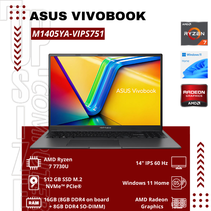 ASUS VIVOBOOK 14 M1405YA-VIPS751 AMD RYZEN 7-7730U 16GB 512GB