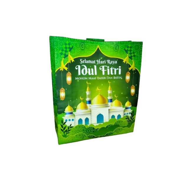 

RB tas hampers lebaran laminasi ukuran 38X45 dan 30x40/35 model box isi 12 pcs