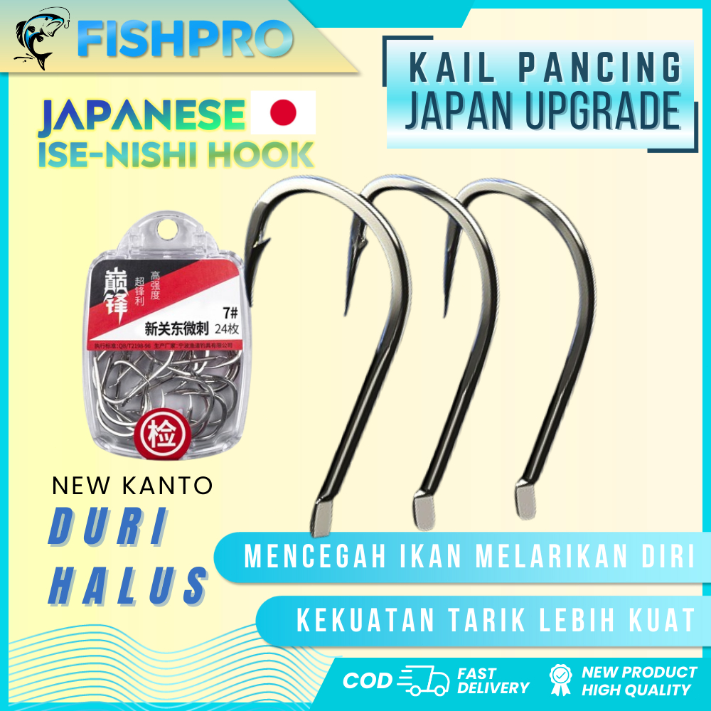 Kail Pancing Ikan | Ise-Nishi Hook Jepang Impor Berkualitas Tinggi | Kail Melengkung Ujung Duri Taja