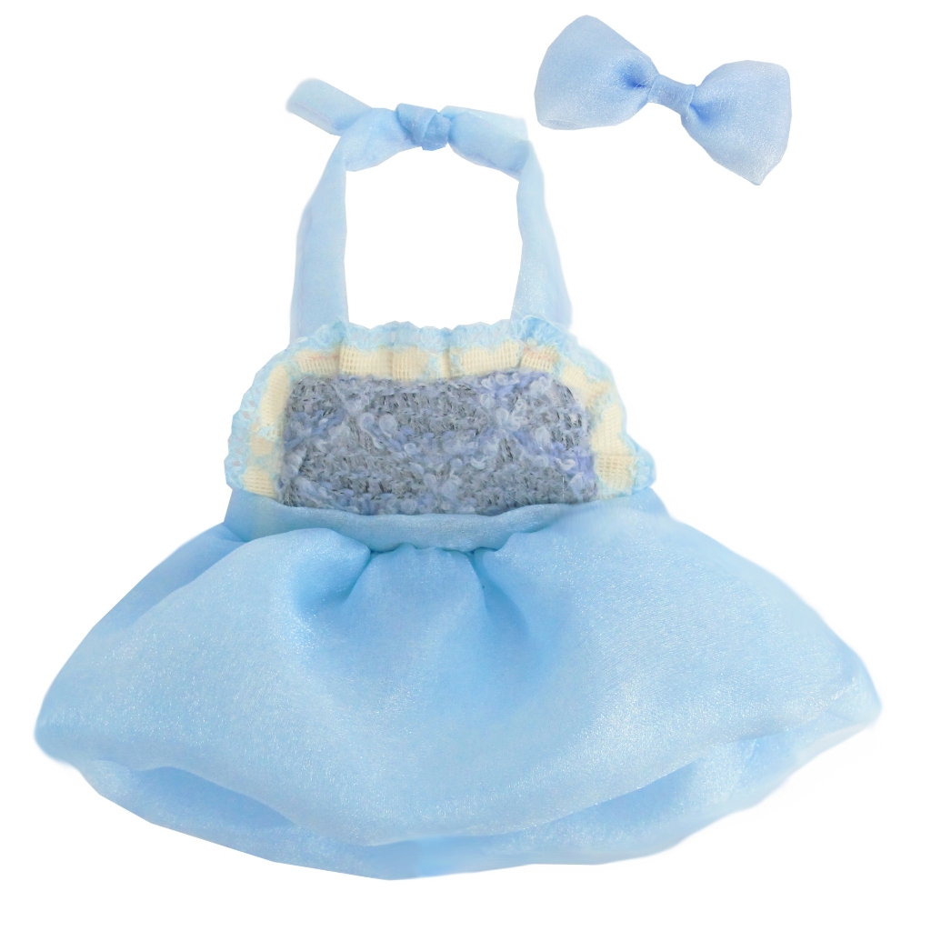 OUTFIT TEDDY BEAR - TEDDY HOUSE - DRESS IN BLUE INTO LOVE SIZE 5 & 8 INCHI/BAJU BONEKA BERUANG WARNA