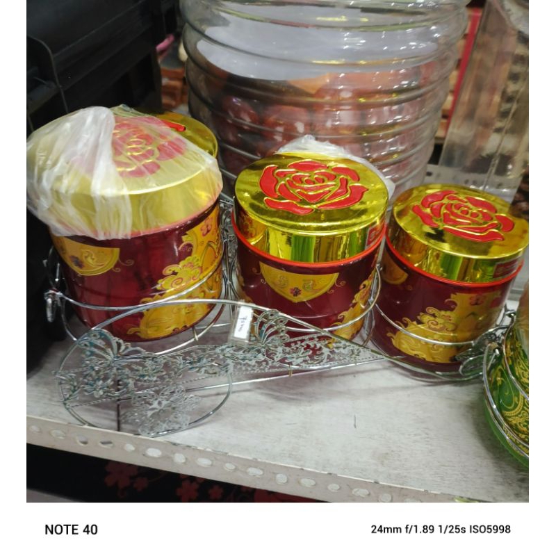 Toples Kaca Set 3 Rak Stainless untuk Kue Lebaran Cantik Unik Free Bubble Wrap