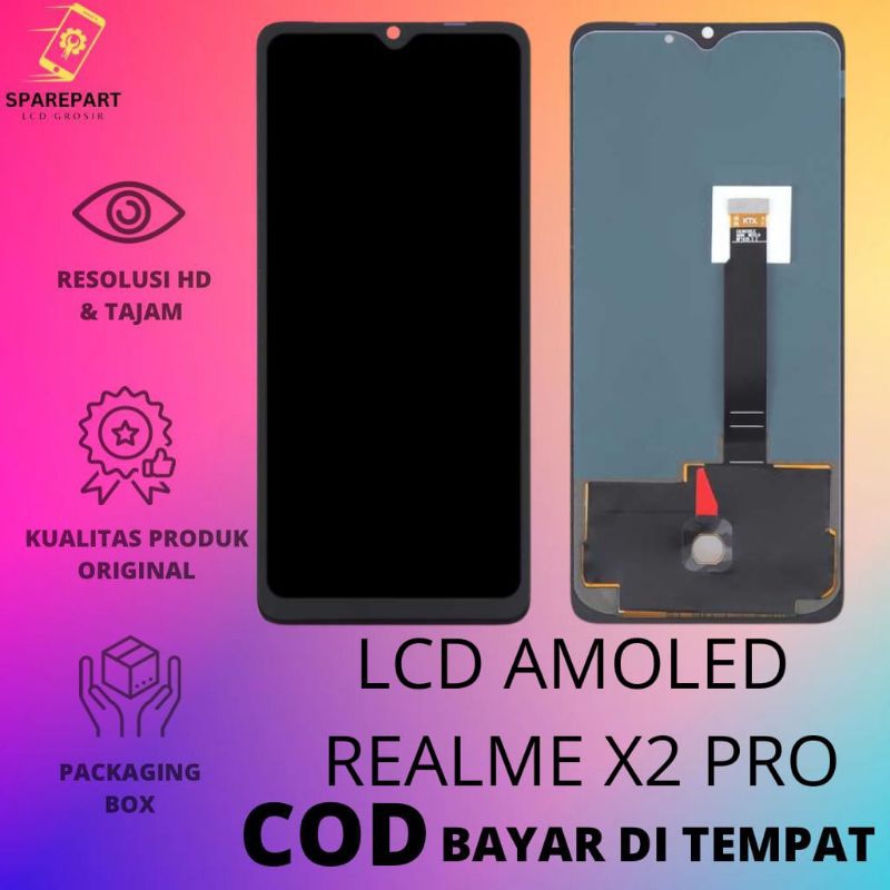 LCD FULLSET AMOLED REALME X2 PRO ORIGINAL FINGERPRINT AKTIF