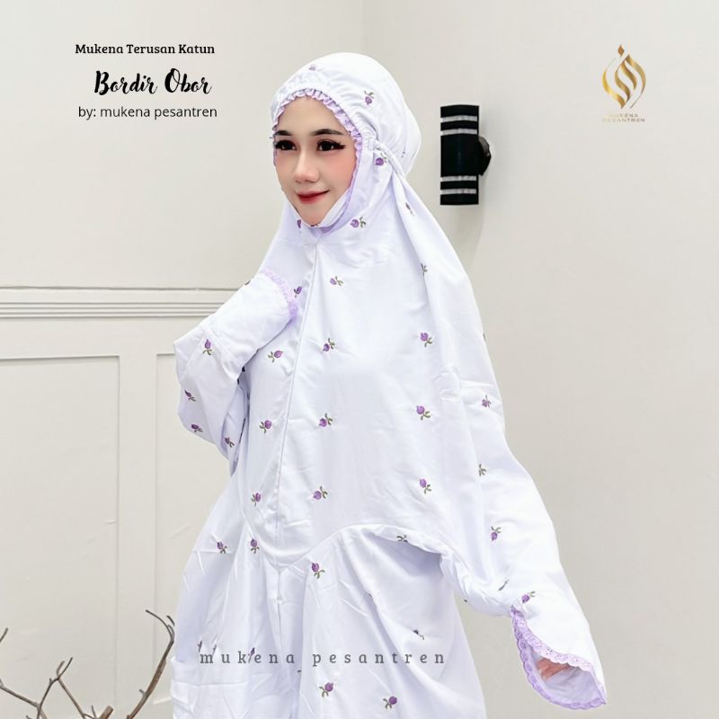 Mukena terusan dewasa bordir seribu bunga katun mikro / SERIBU BUNGA