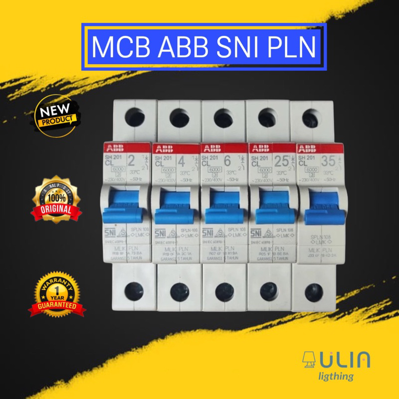 MCB ABB ORIGINAL STANDAR PLN BIRU - BARU 2A 4A 6A 10A 16A 20A KWH METERAN