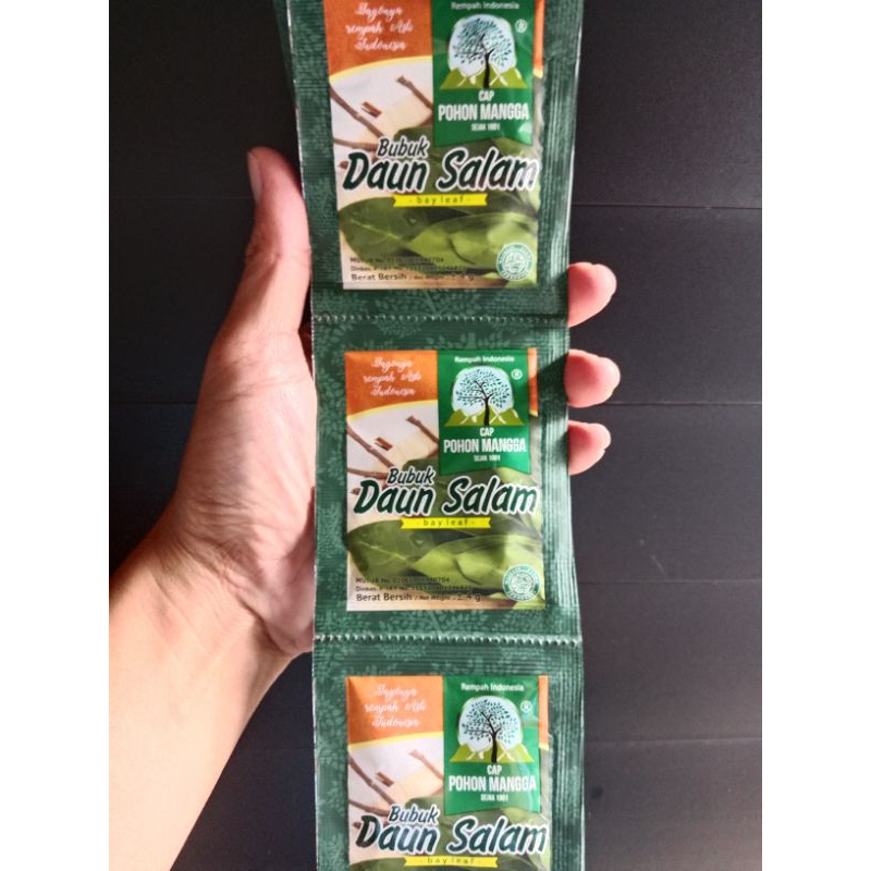 

Bubuk Daun Salam Cap Pohon Mangga 1 Renceng isi 12 Sachet