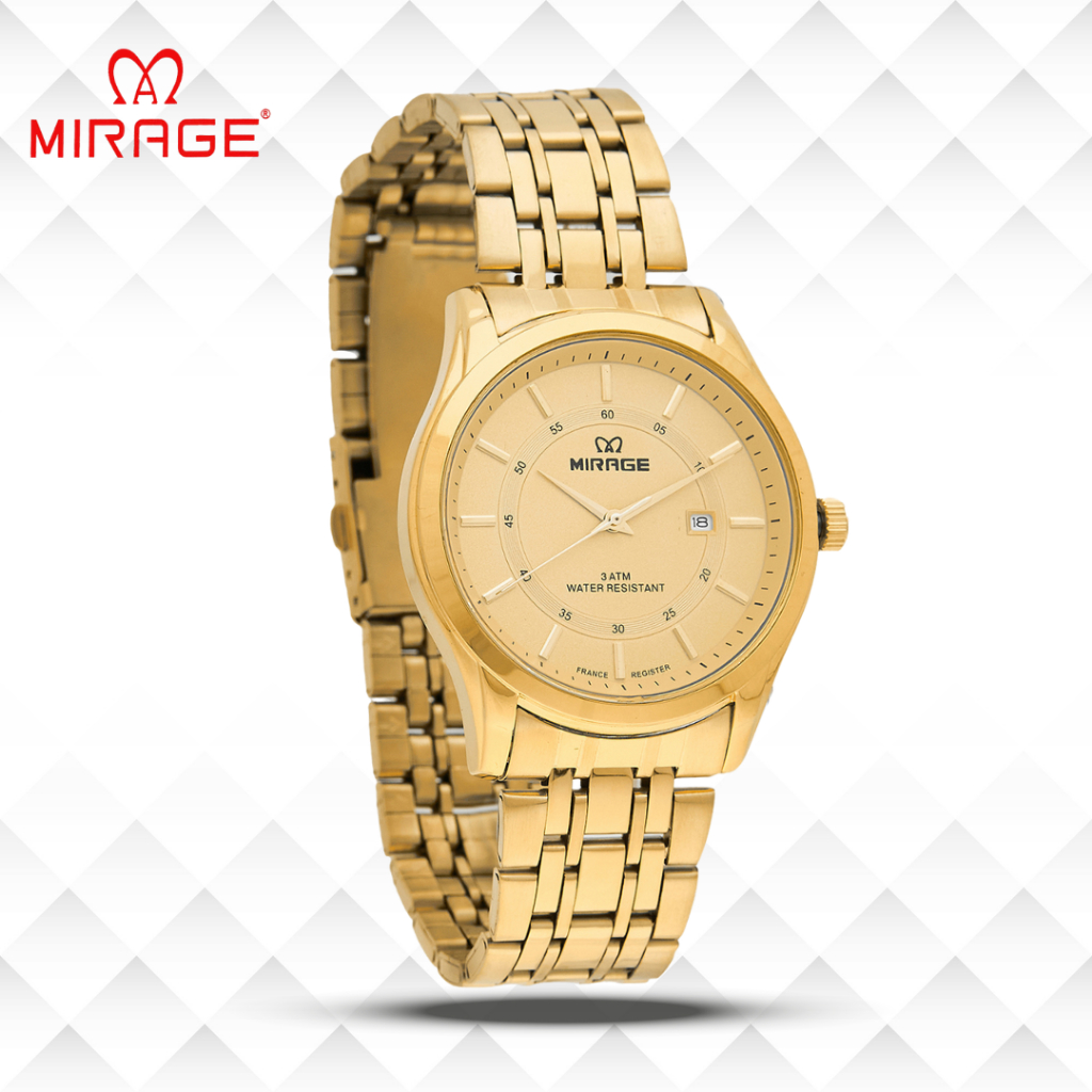 Mirage Jam Tangan Pria Analog 8830 M Gold Original Stainless