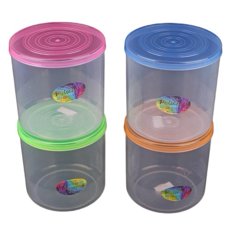 Toples Plastik Bulat Bening Viola /Toples Tempat Makanan Ringan Toples Pelangi Plastik Toples Plasti