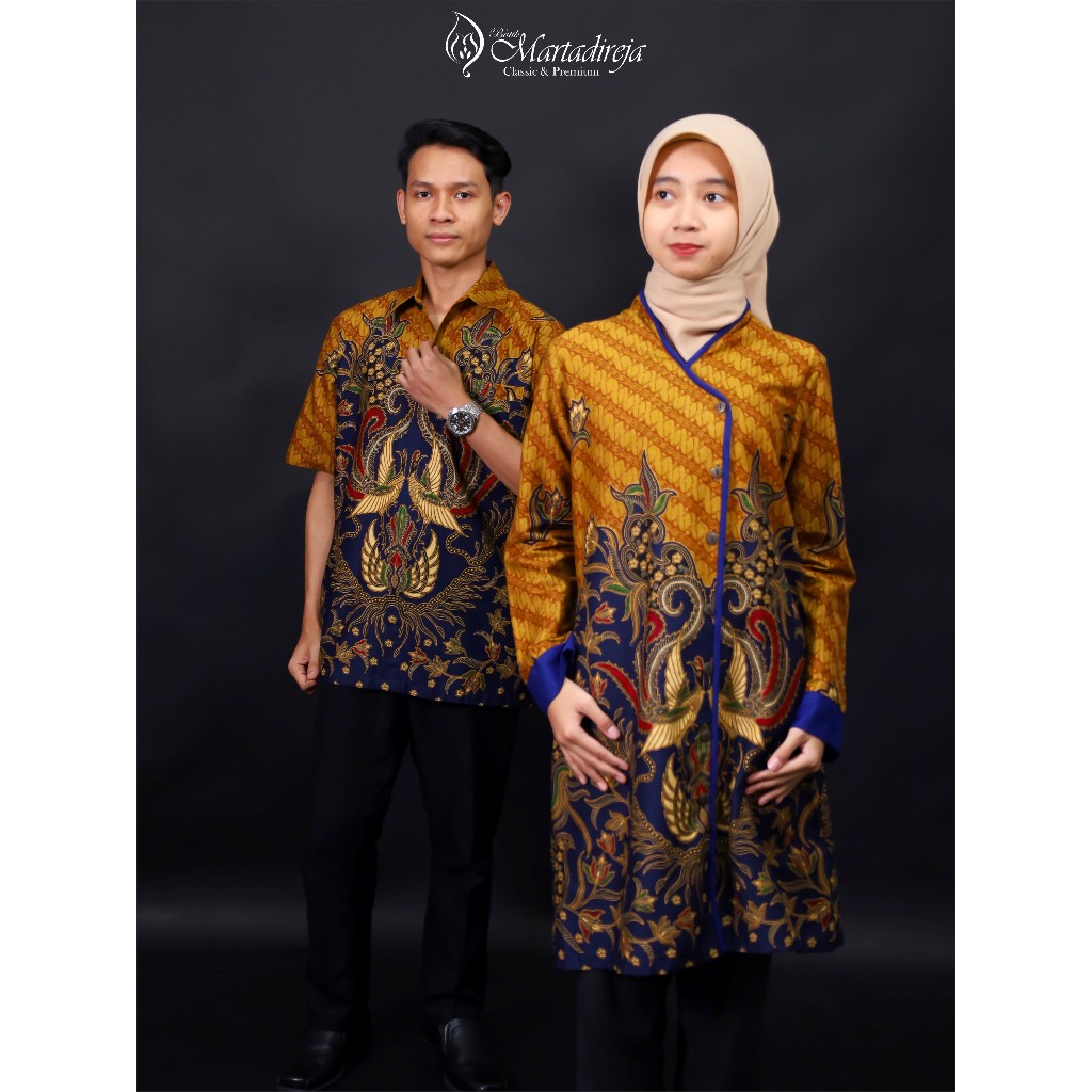 Batik Martadireja - Sarimbit Couple Tunik Kemeja Hem BJ161 Biru