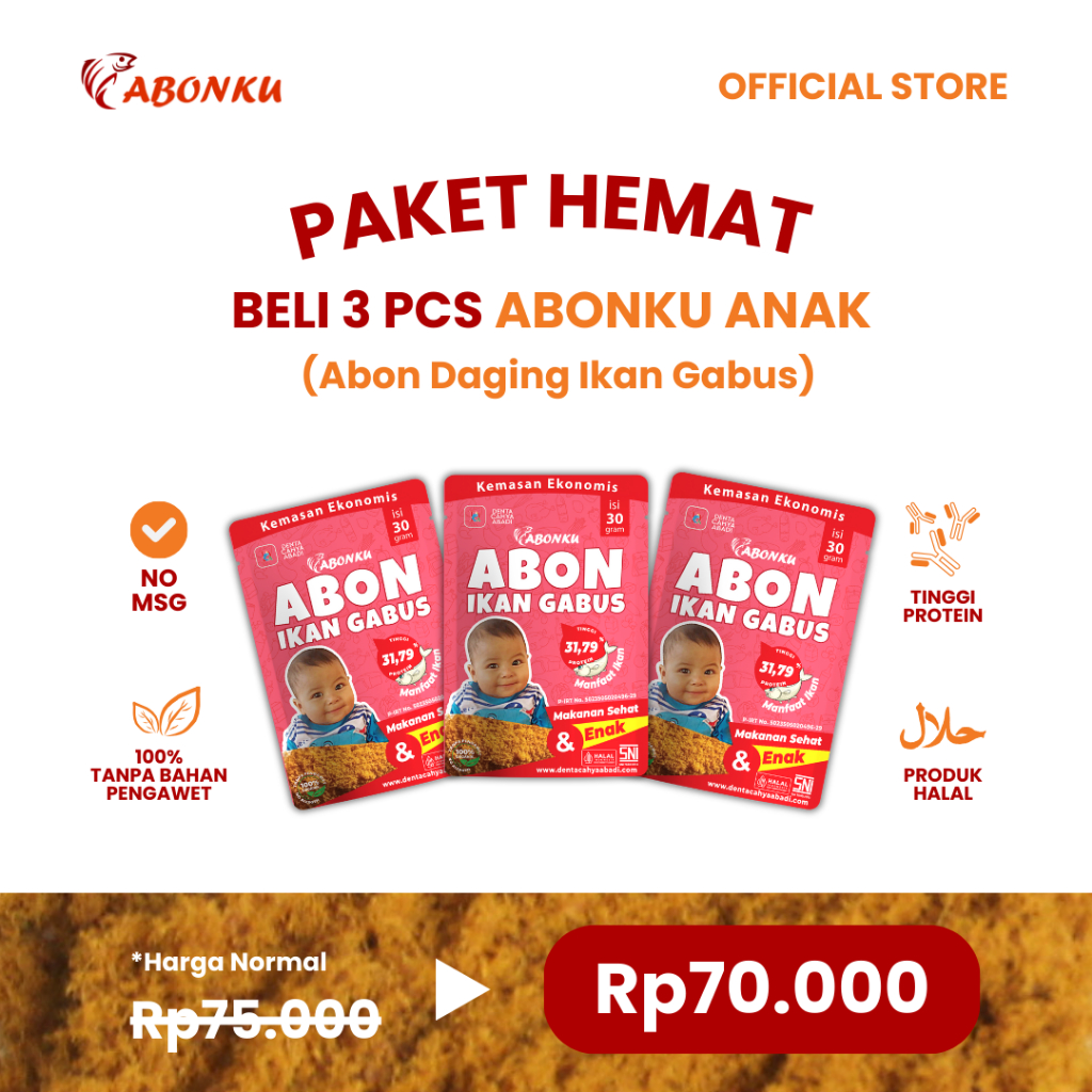 

Promo 3 Pcs Abonku Abon Ikan Gabus Asli Abon Ikan Anak Tanpa Pengawet 90 Gram
